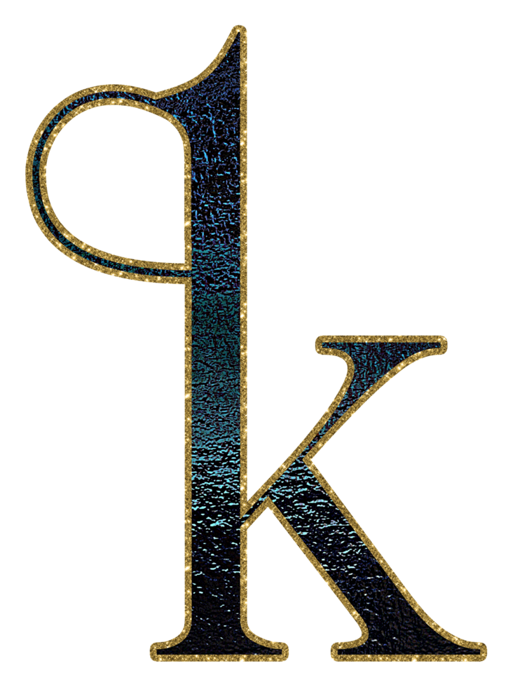 Dark gradient gold glitter alphabet lowercase png