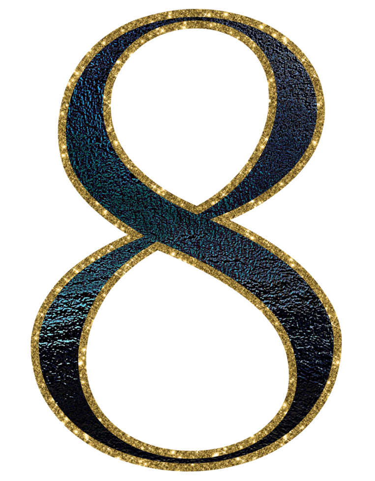 Dark gradient gold glitter numbers png