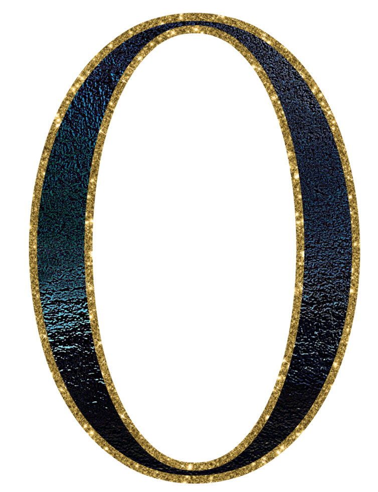 Dark gradient gold glitter numbers png