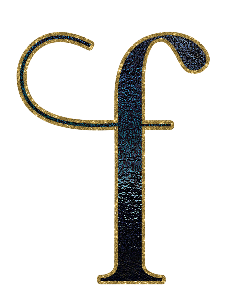 Dark gradient gold glitter alphabet lowercase png
