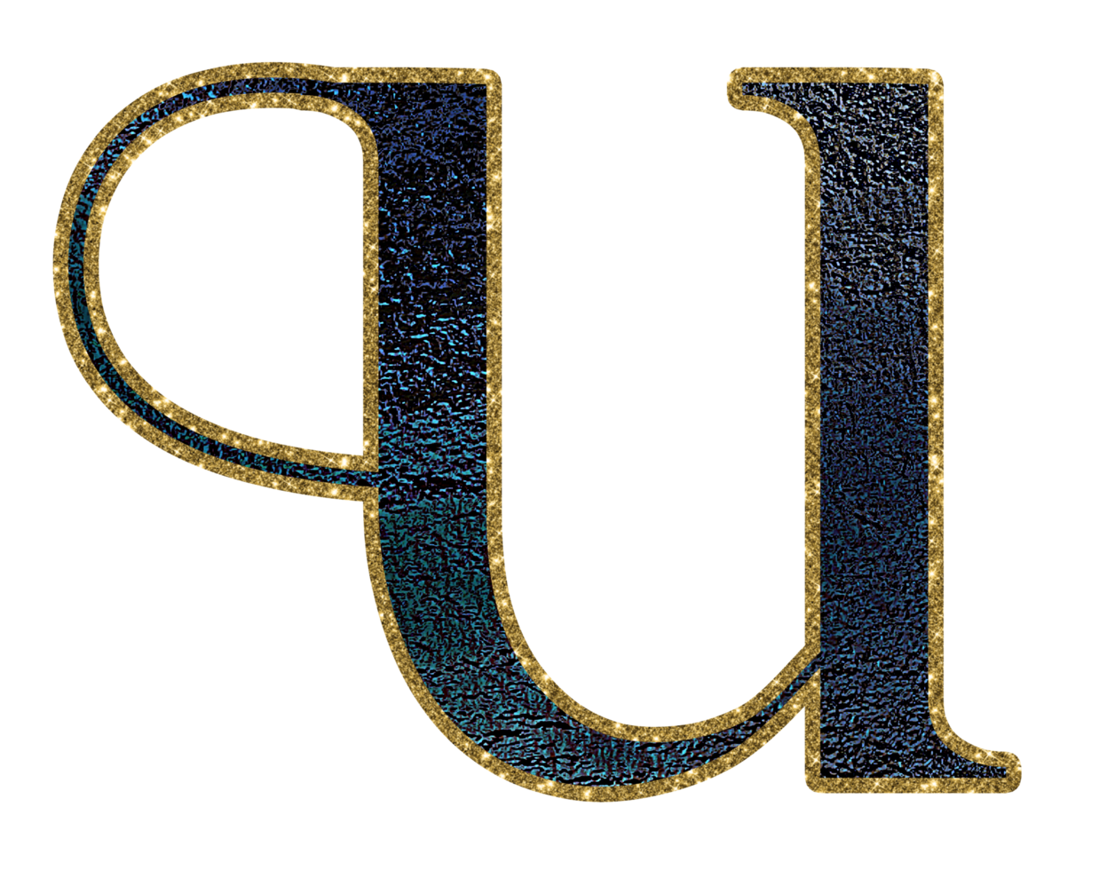Dark gradient gold glitter alphabet lowercase png