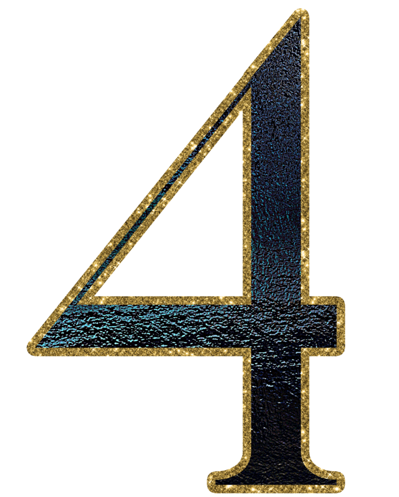 Dark gradient gold glitter numbers png