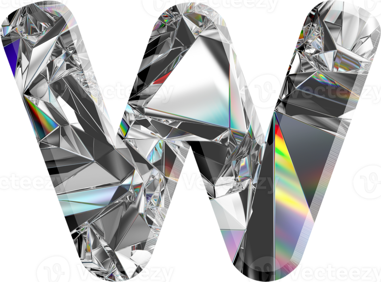 Holographic diamond alphabet png