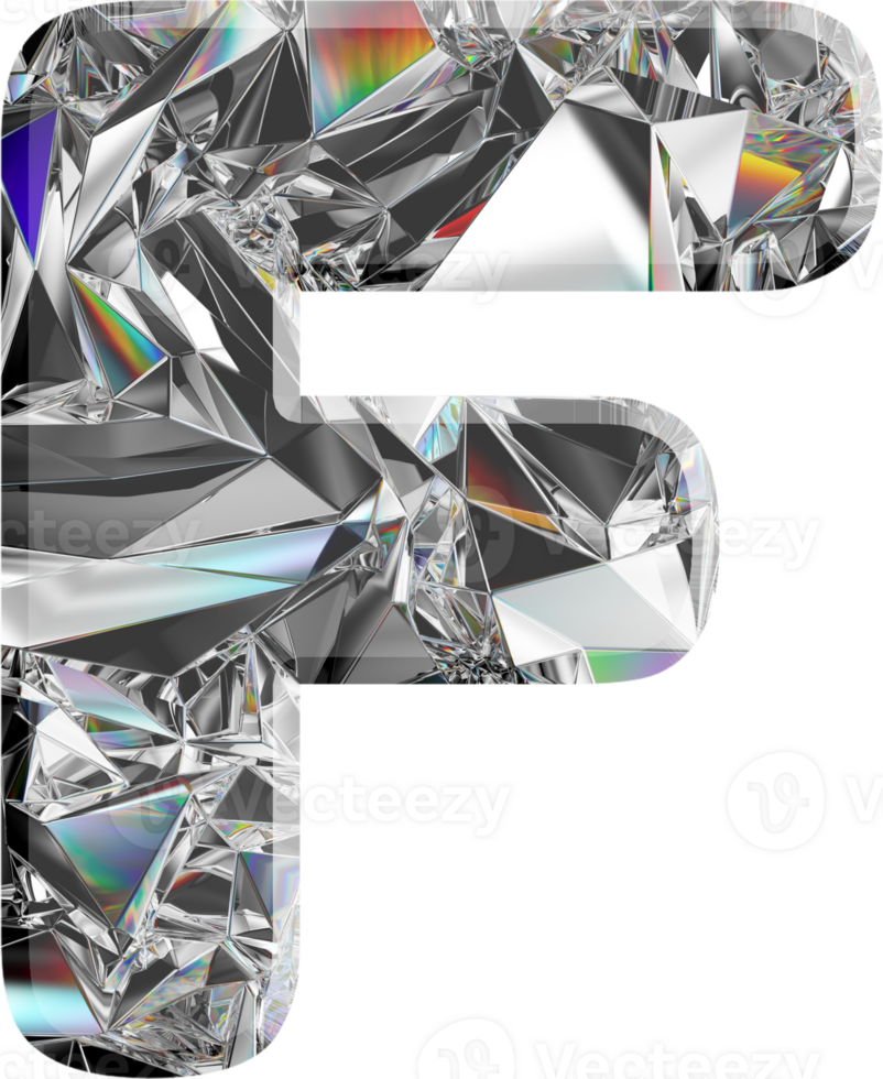 Holographic diamond alphabet png
