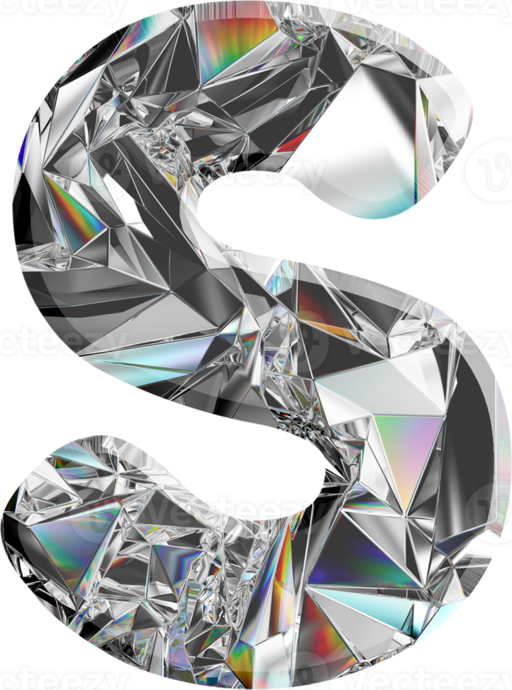 Holographic diamond alphabet png