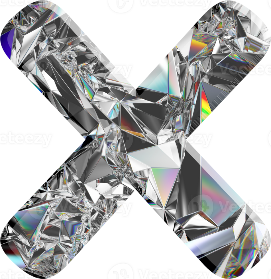 Holographic diamond alphabet png