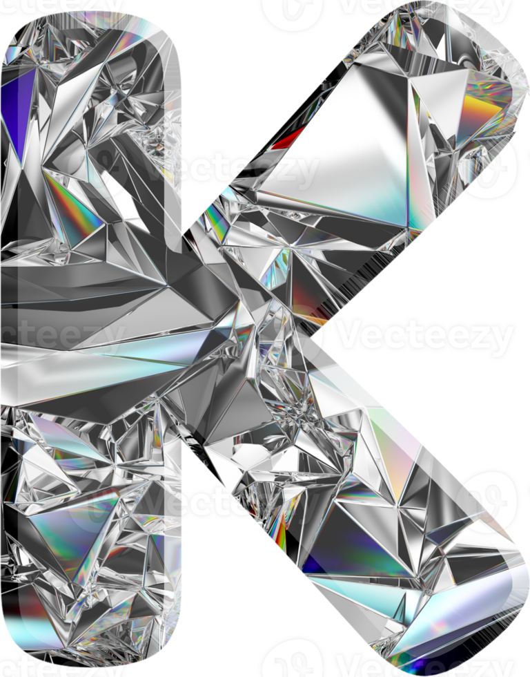 Holographic diamond alphabet png