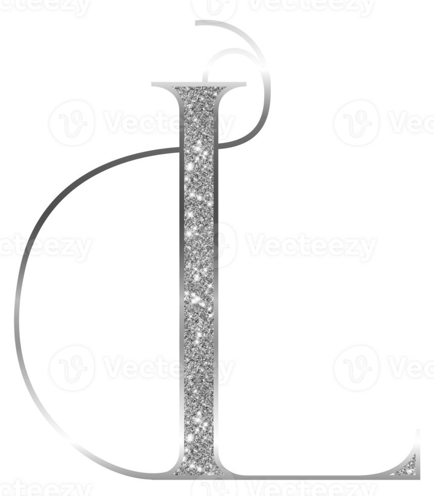 Silver glitter alphabet uppercase png