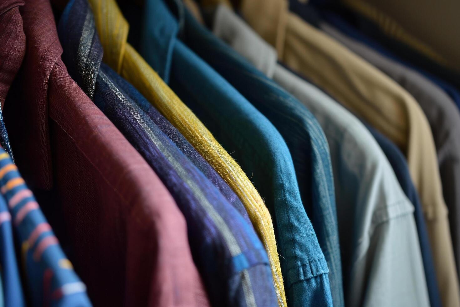 AI generated a rack full of various kinds of shirts photo