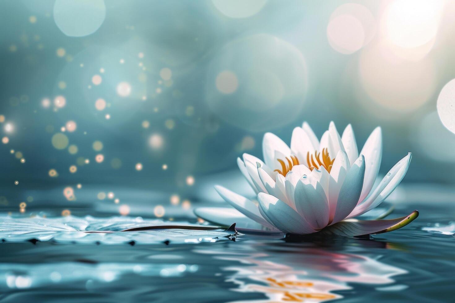 AI generated ethereal and beautiful lotus blooming flower photo