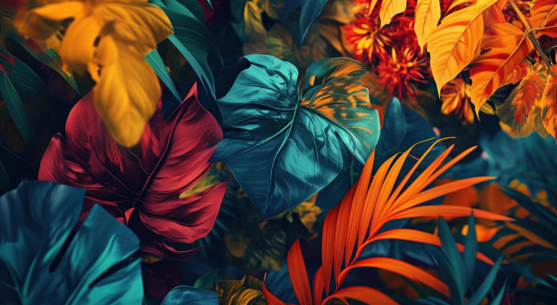 AI generated colorful, multicolored, botanical background photo