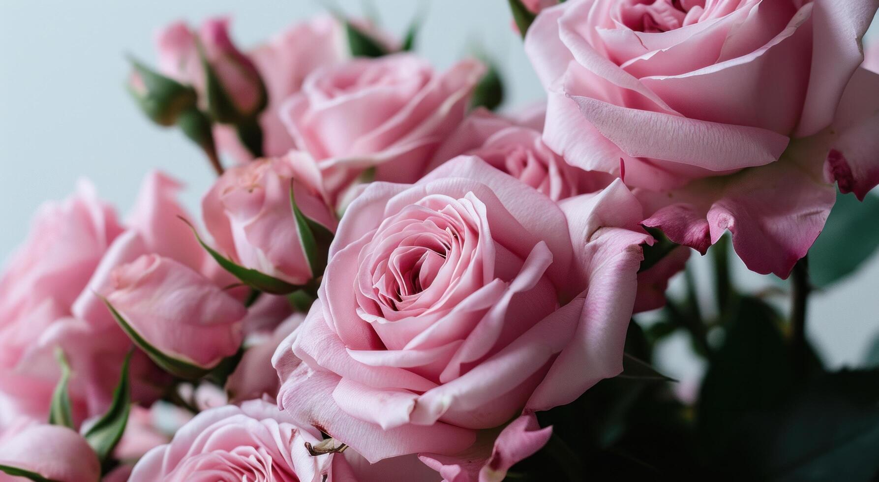 ai generado rosado rosas en un marco en un blanco antecedentes foto