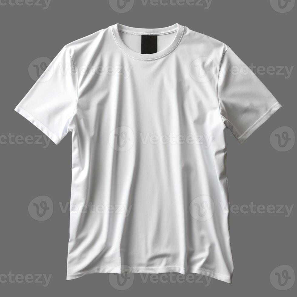 AI generated White men's T-shirt isolated on gray background, minimalism style, photo-realistic, AI generated photo