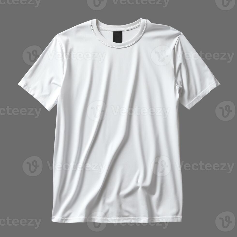 AI generated White men's T-shirt isolated on gray background, minimalism style, photo-realistic, AI generated photo