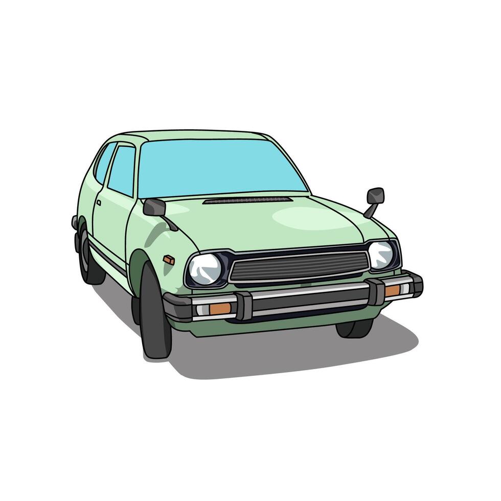 A simple green sedan with a white background vector