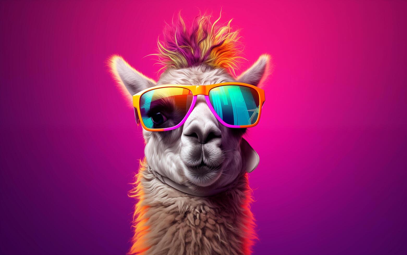 Cool Llama in Sunglass Shades on Pastel Background photo