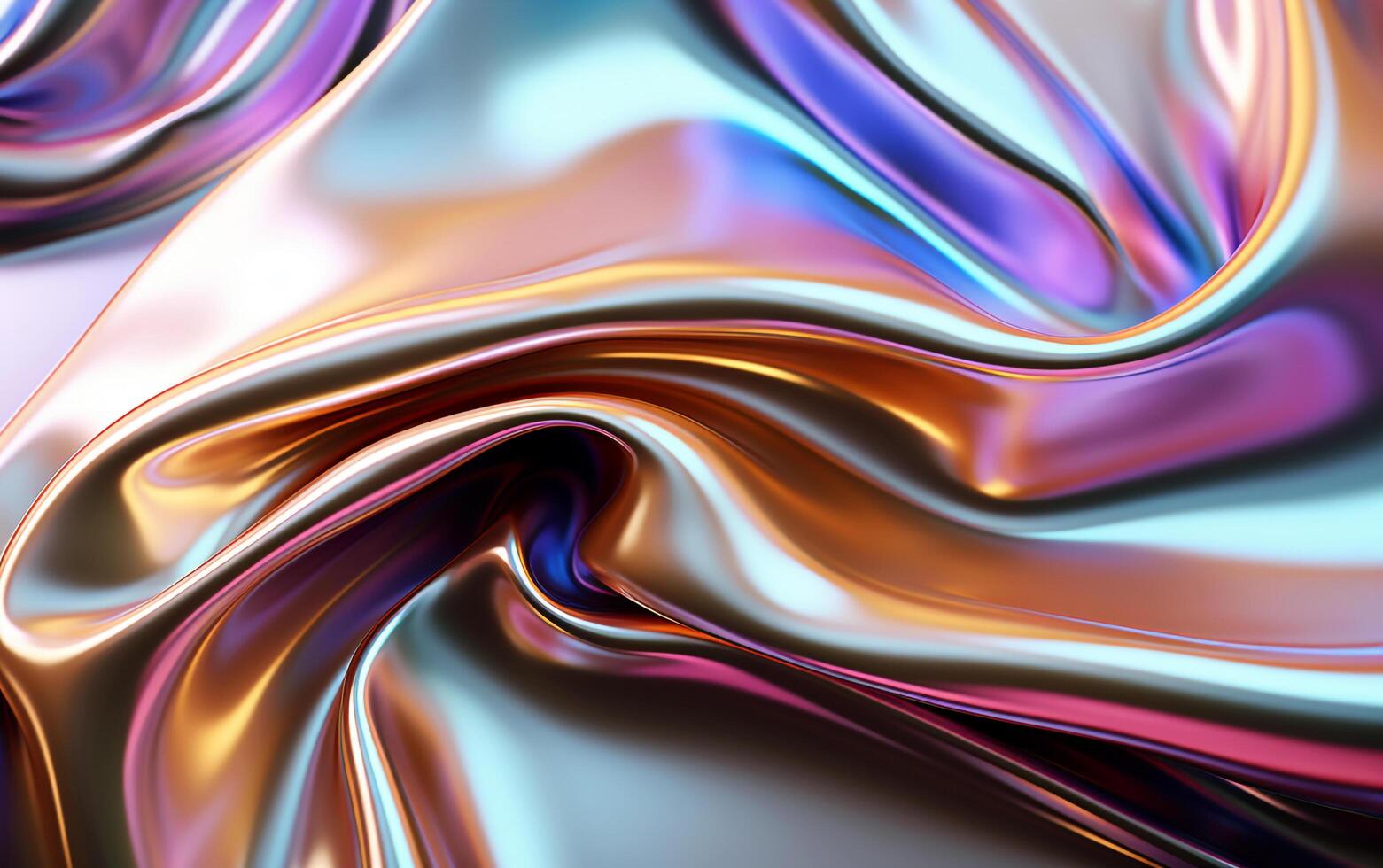 Iridescent Elegance Abstract Chrome Wavy Gradient Cloth Fabric photo