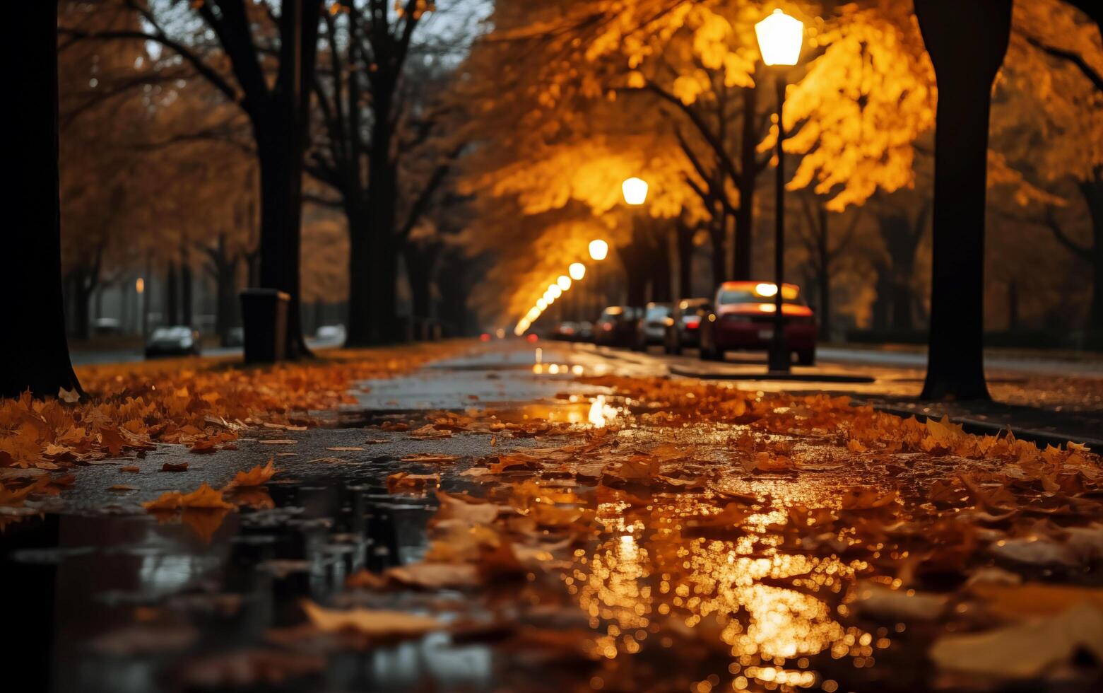 Autumn Elegance Empty Street in the City photo