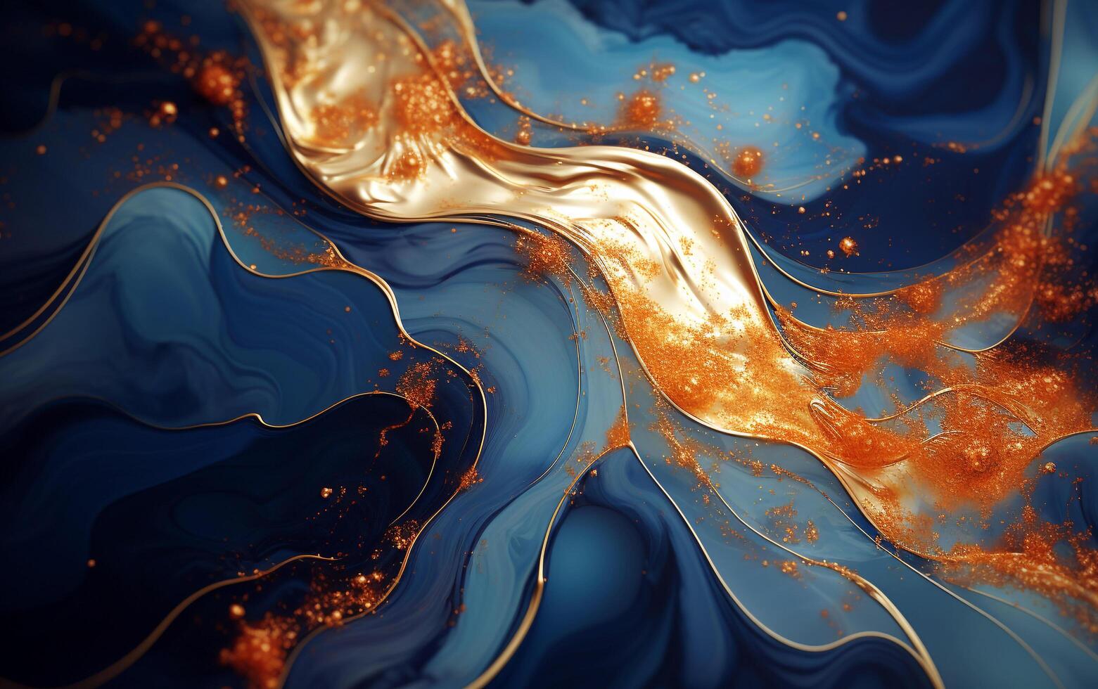 Royal Elegance Abstract Blue Marble Texture with Gold Splashes - Luxury Background photo