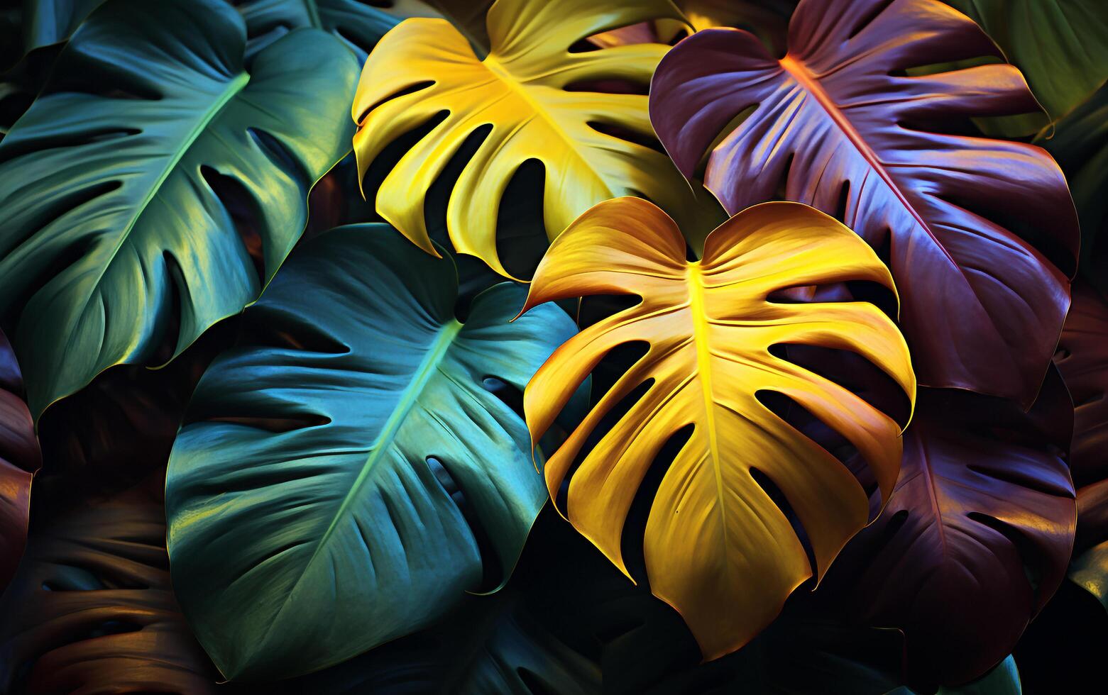 Abstract Natural Background Fluorescent Exotic Leaves Pattern photo