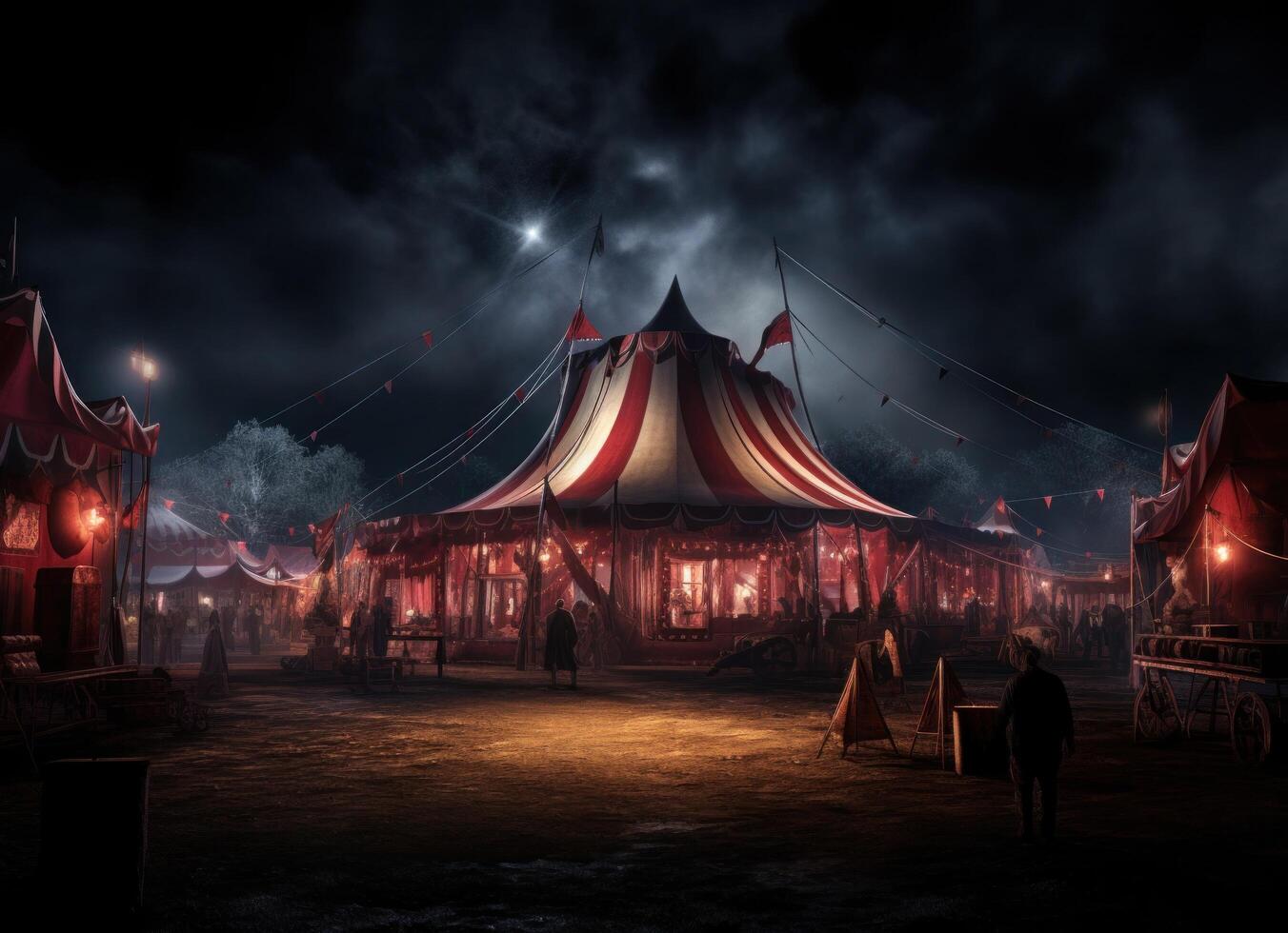 AI generated circus at night in the dark photo