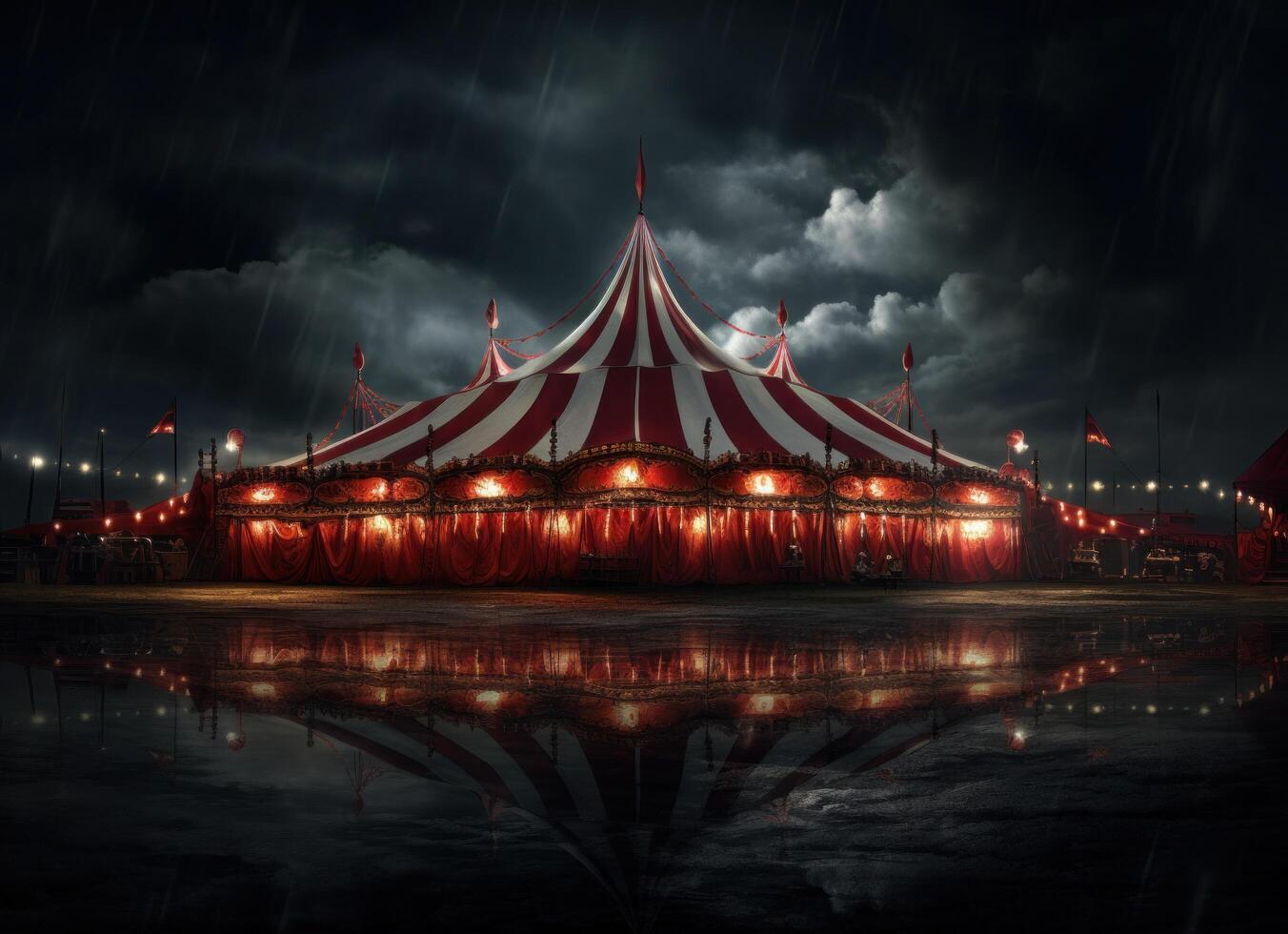 AI generated circus at night in the dark photo