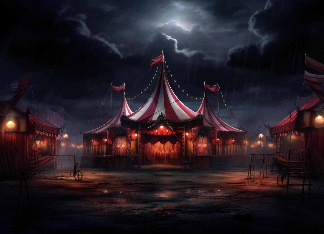 AI generated circus at night in the dark photo