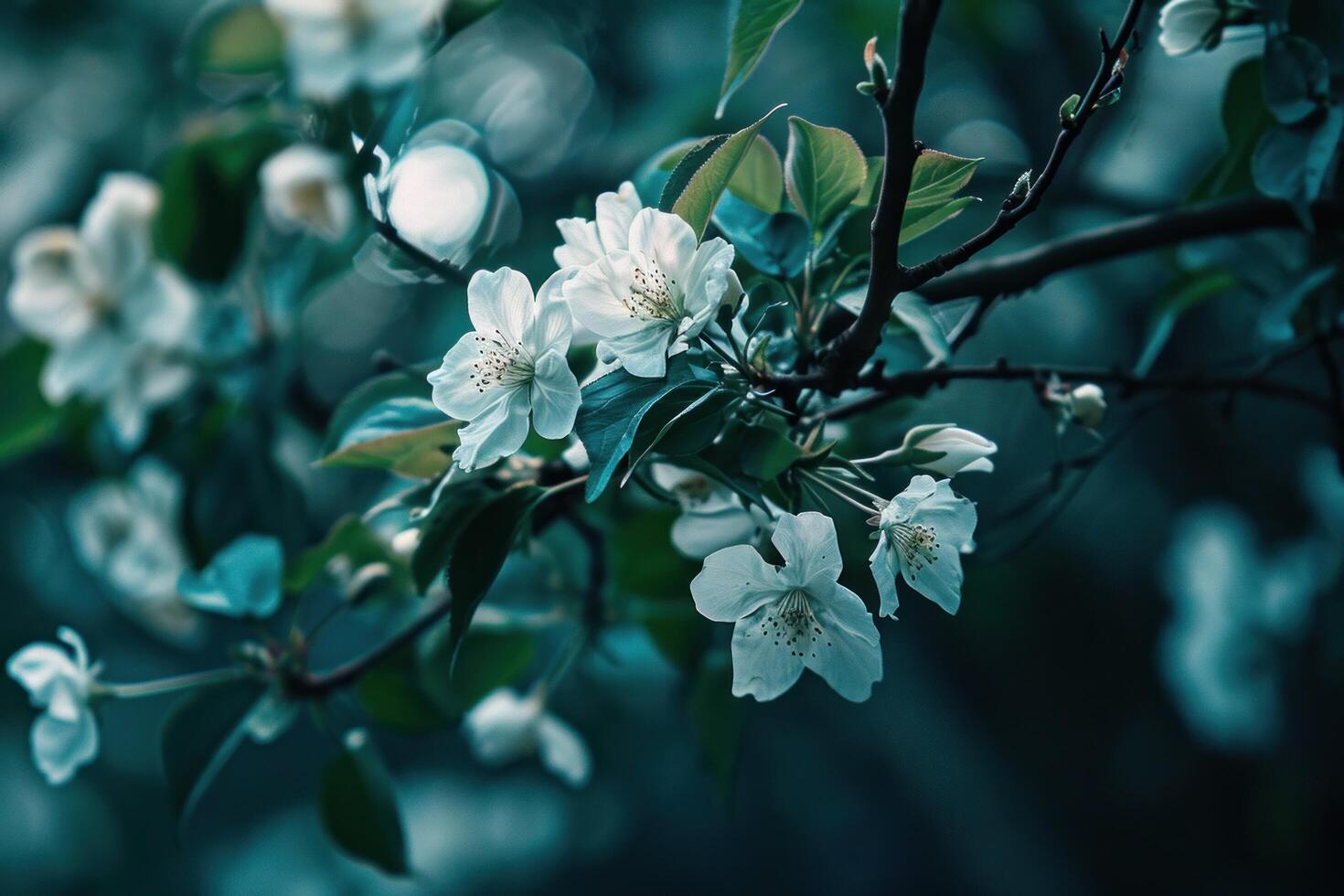 ai generado usted lata crecer blanco flores en arboles foto