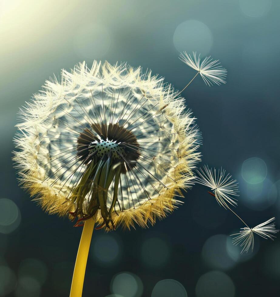 AI generated yellow dandelion seed photo