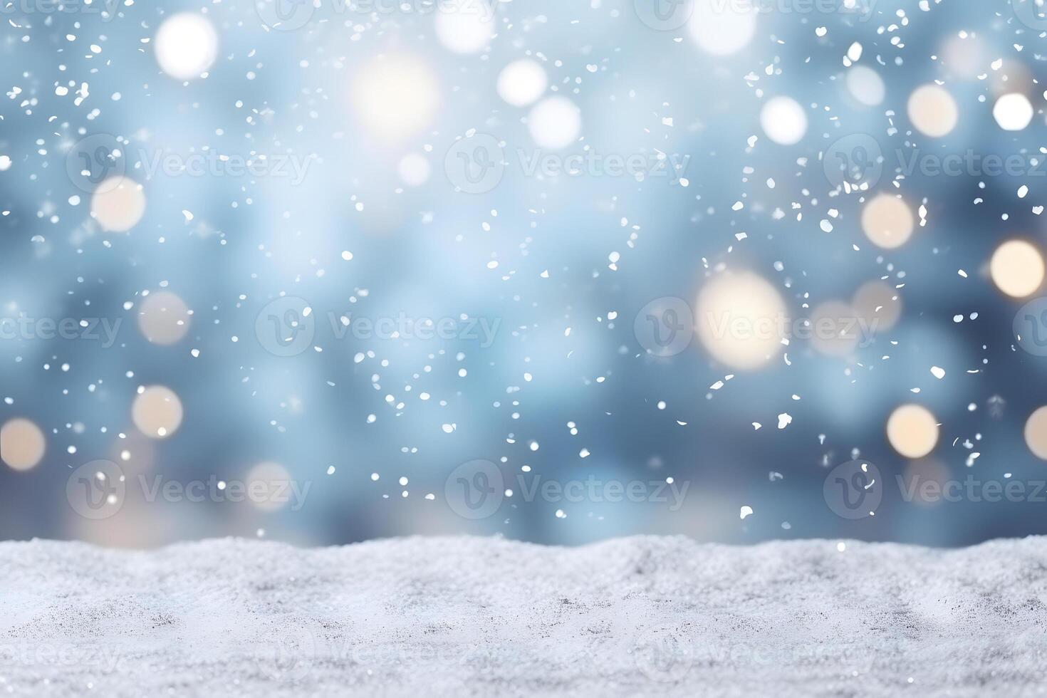 AI generated abstract bright snowy winter background with bokeh, neural network generated image photo