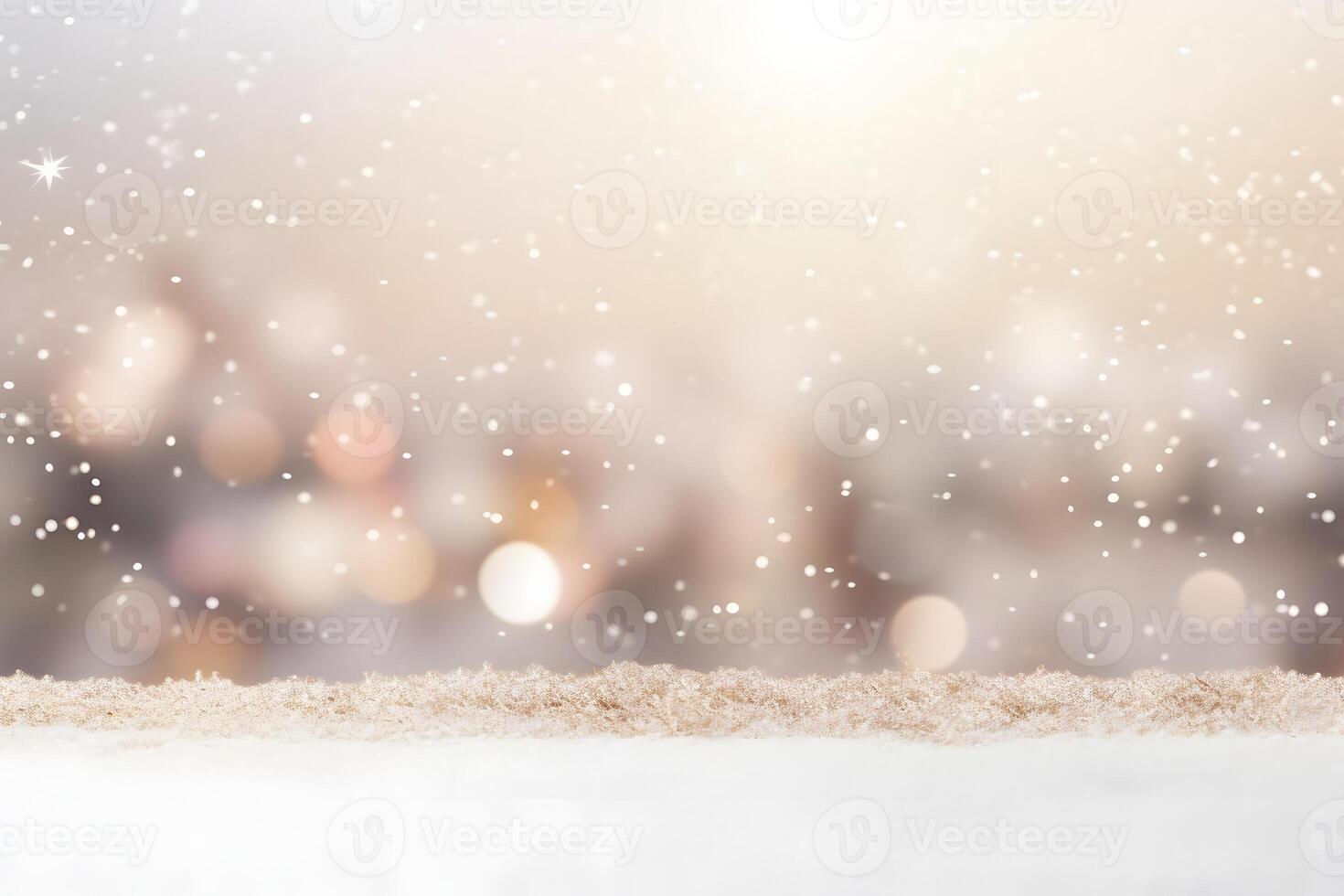 AI generated abstract bright snowy winter background with bokeh, neural network generated image photo