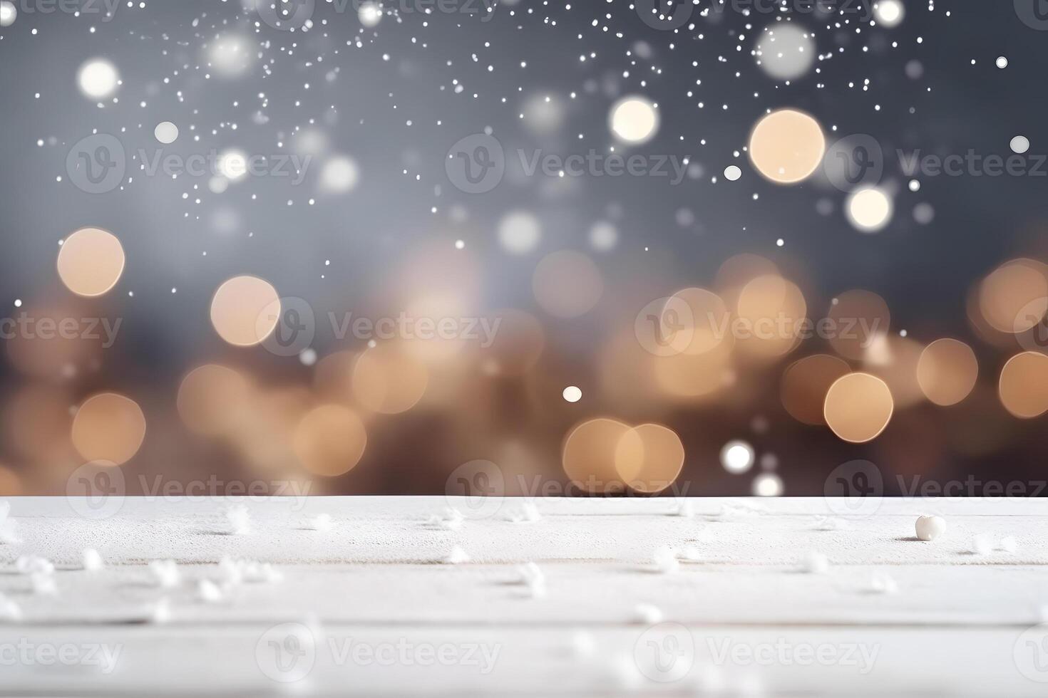 AI generated abstract bright snowy winter background with bokeh, neural network generated image photo