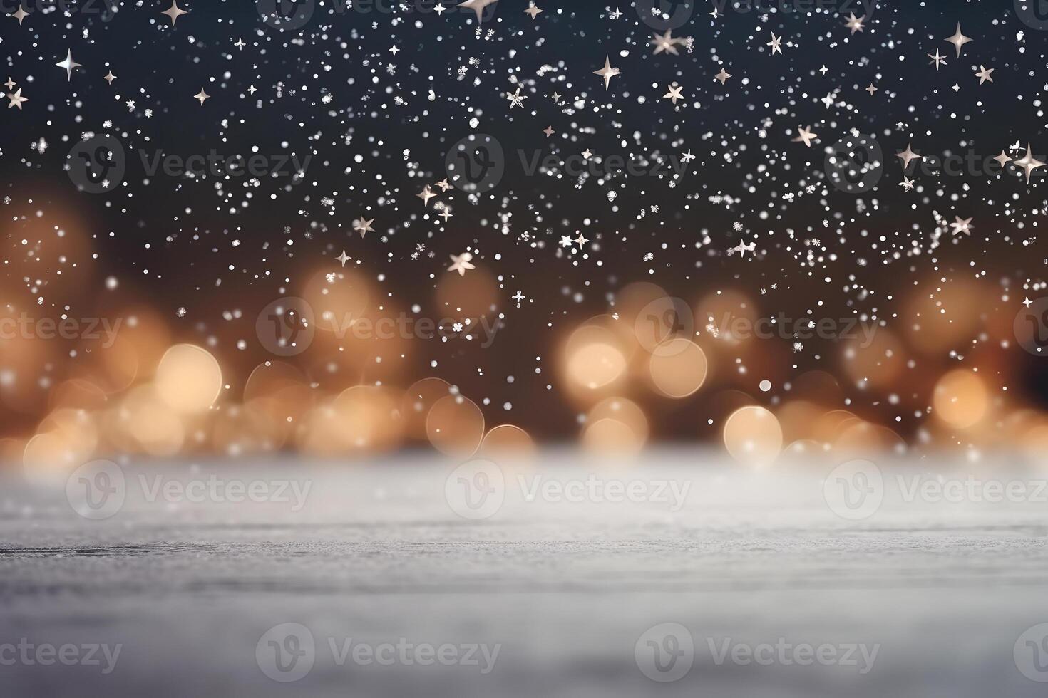 AI generated abstract bright snowy winter background with bokeh, neural network generated image photo