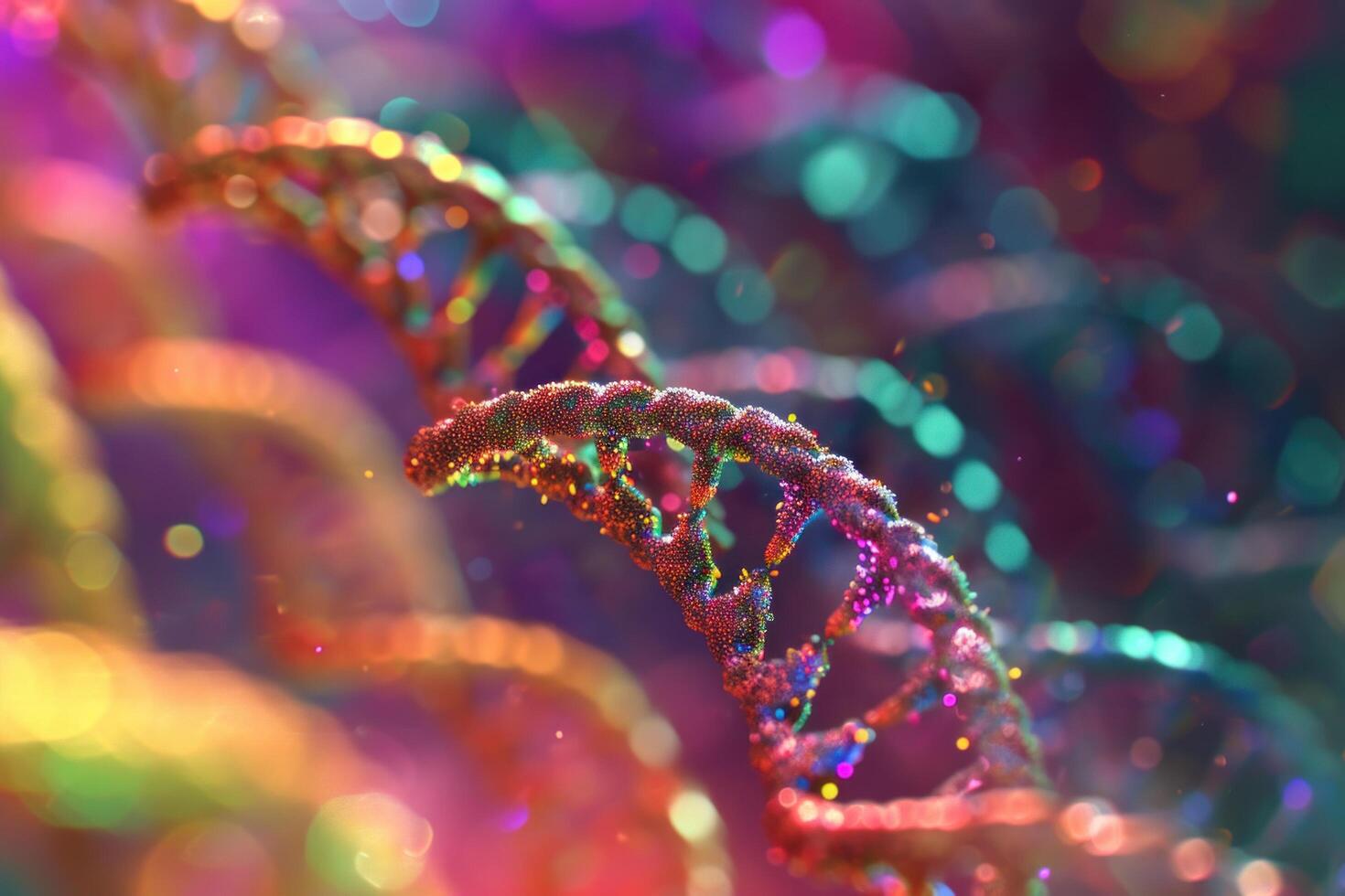 AI generated a beautiful image of colorful dna photo