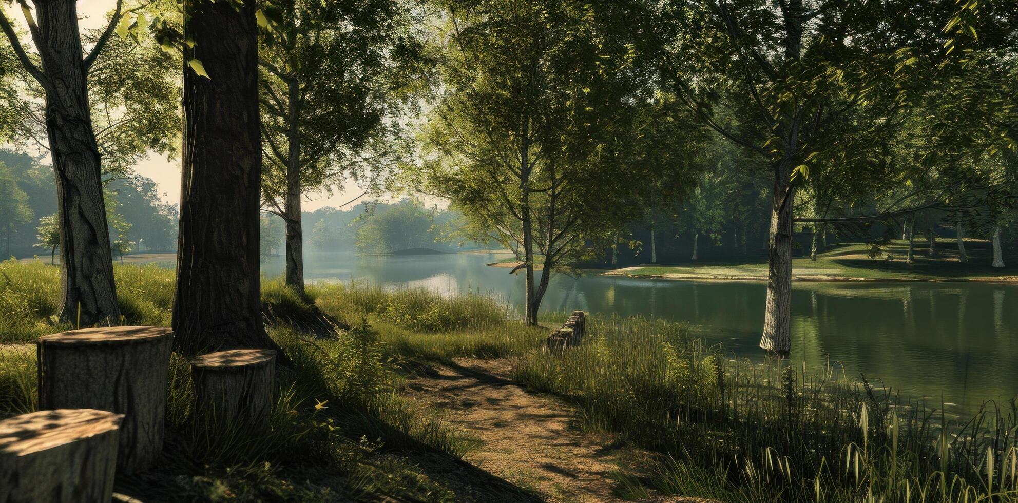 AI generated A scenic vista of a serene natural setting, showcasing the beauty photo