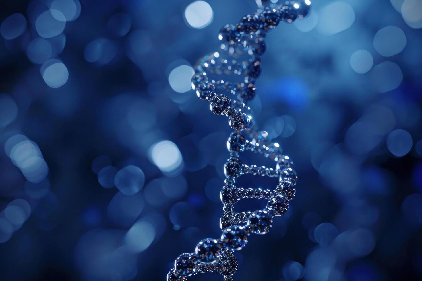 AI generated a dna strand rising above a dark background photo