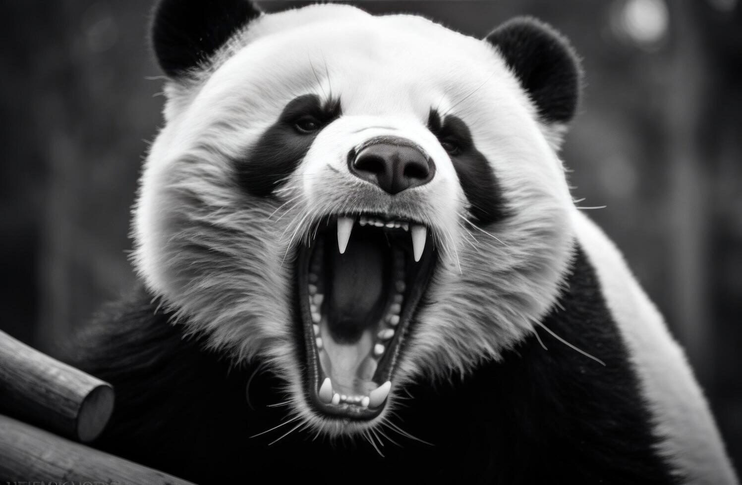 AI generated a giant panda bear is grabbing its claws and waving its tail photo