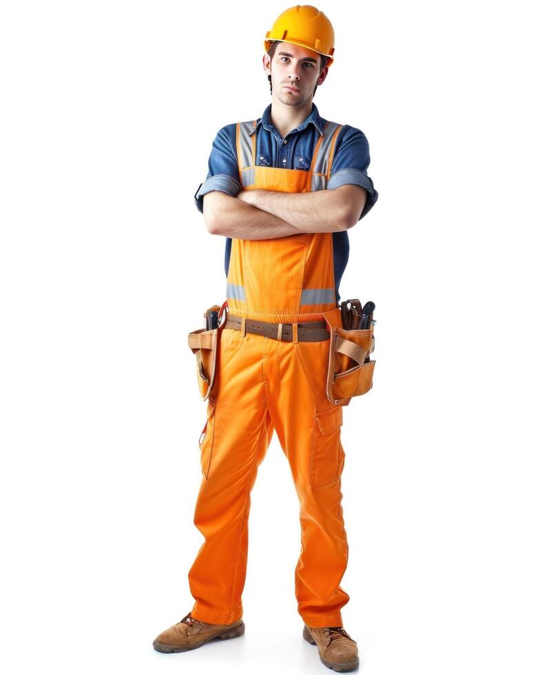 AI generated Attractive worker isolated on white photo