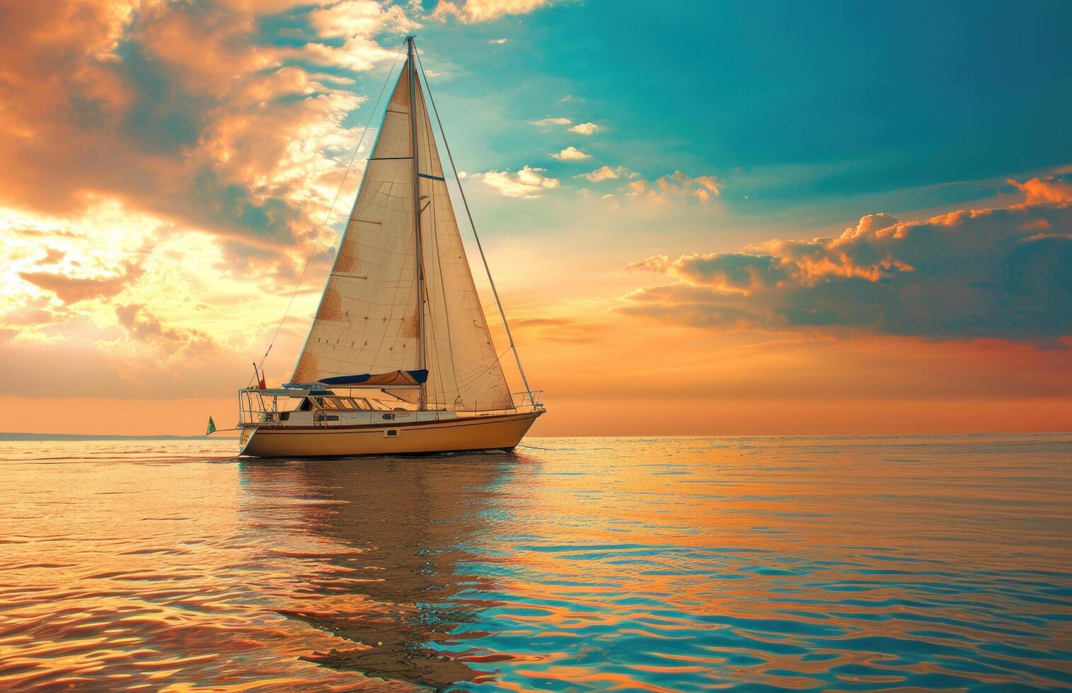 AI generated a yacht with a white sail photo