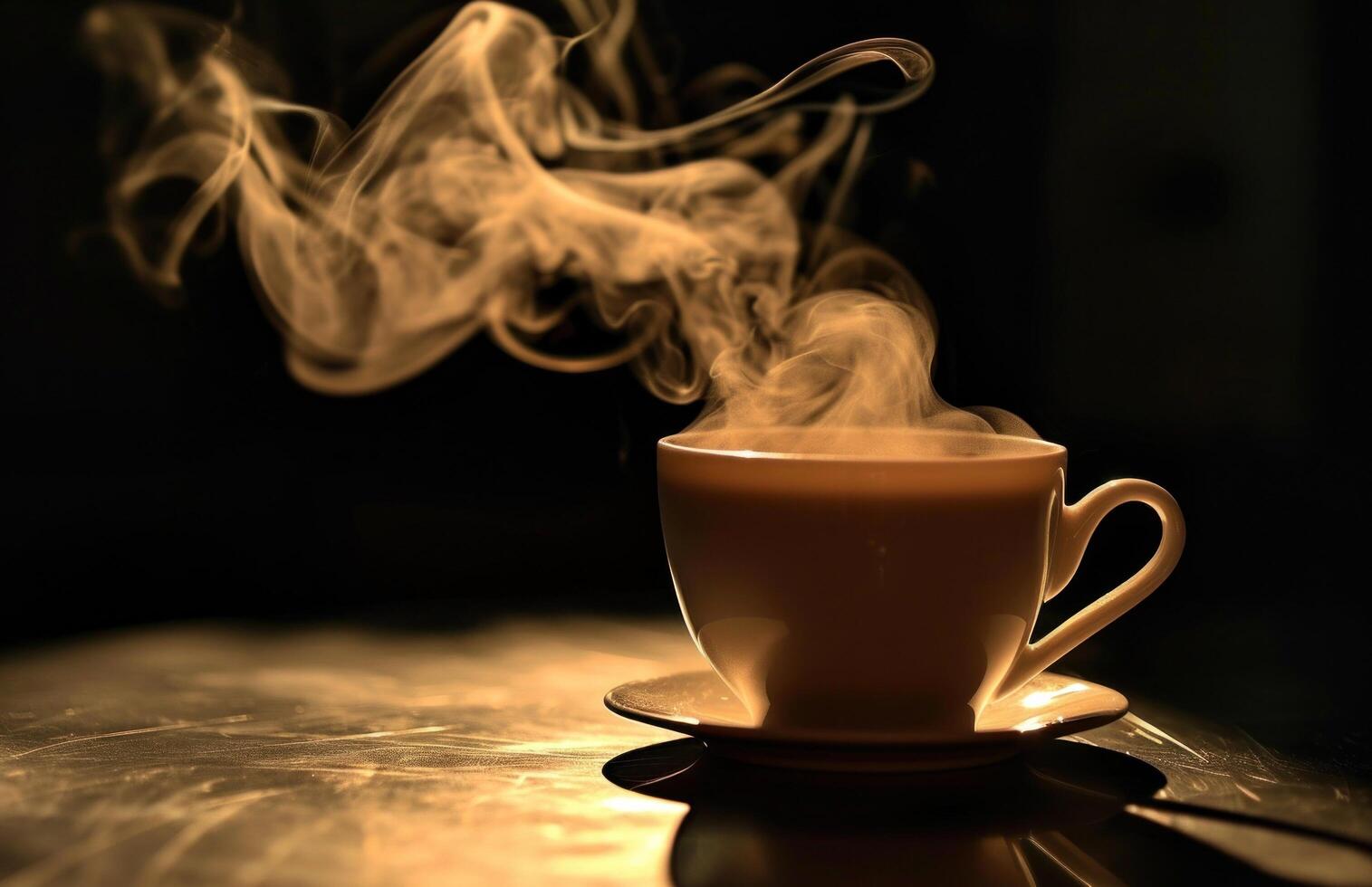 AI generated coffee cup with steam coming out of it photo