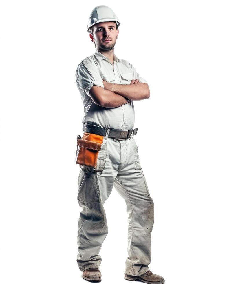AI generated Attractive worker isolated on white photo