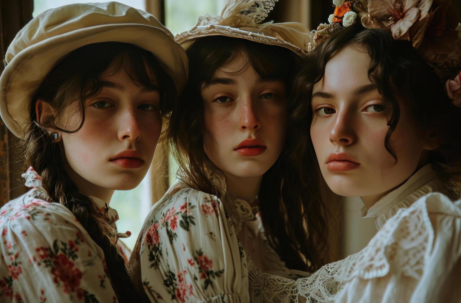AI generated three girls dressed in costumes photo
