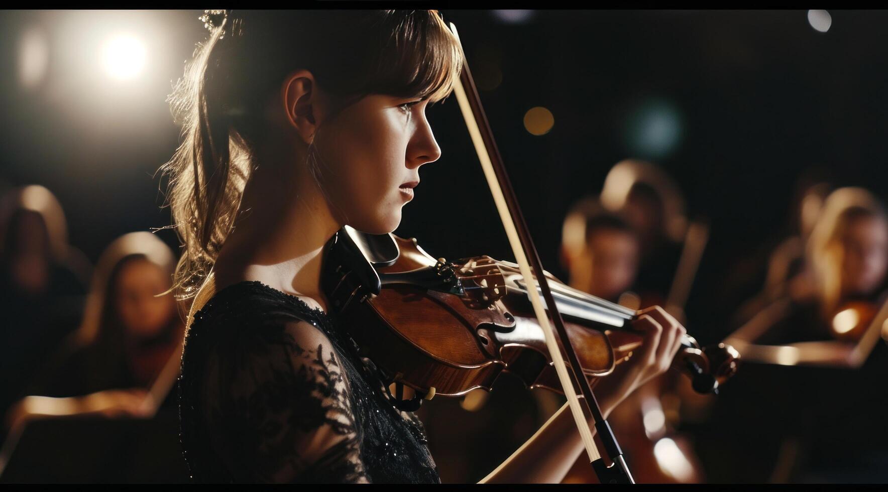 AI generated orchestra conductor in a dress with a woman photo