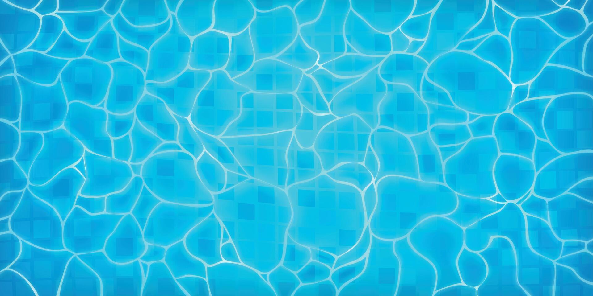 realista nadando piscina fondo con azul agua olas textura. verano agua superficie con cáusticos ondas spa piscina parte superior ver vector antecedentes