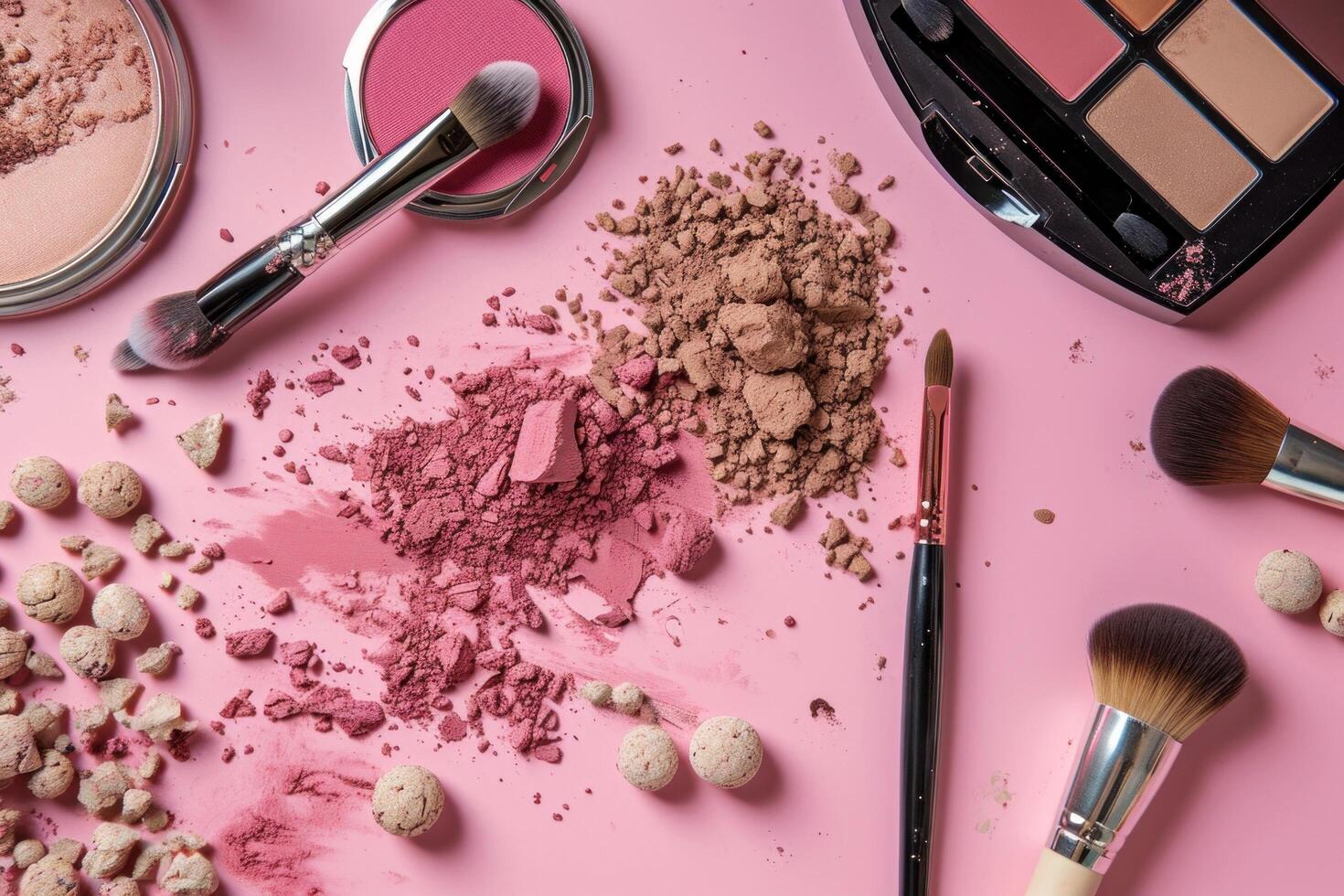 AI generated cosmetics on a pink background photo