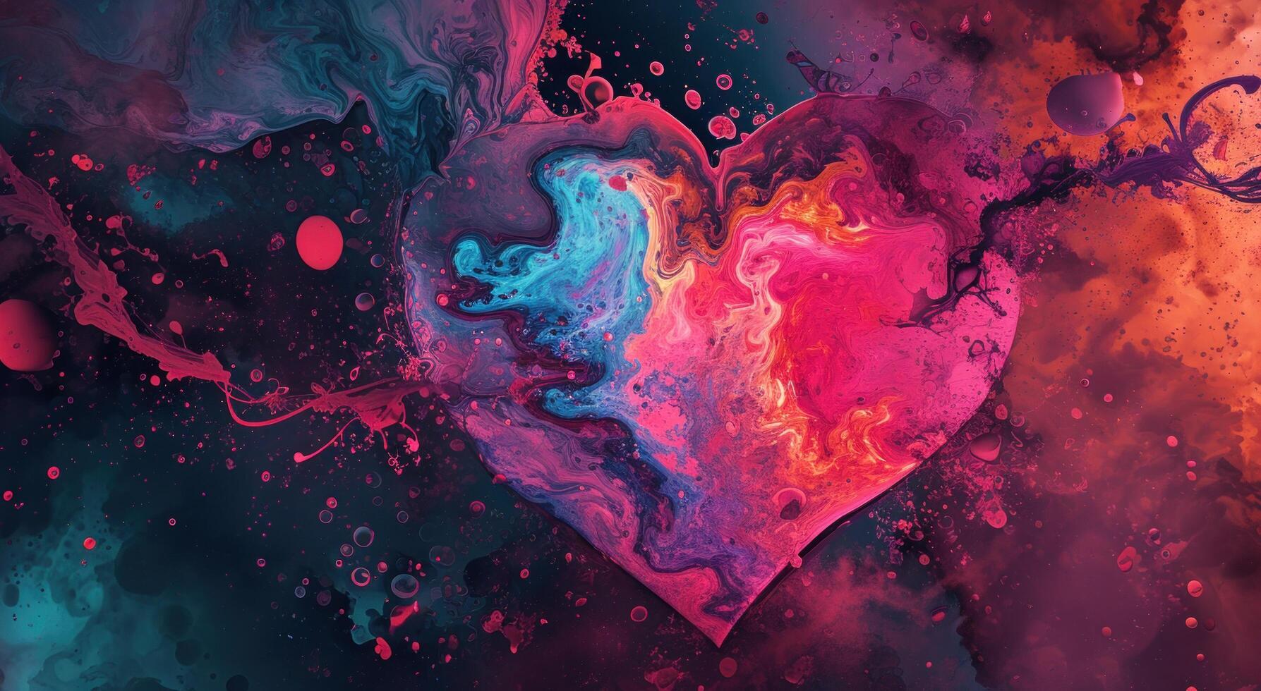 AI generated heart shaped colorful background photo