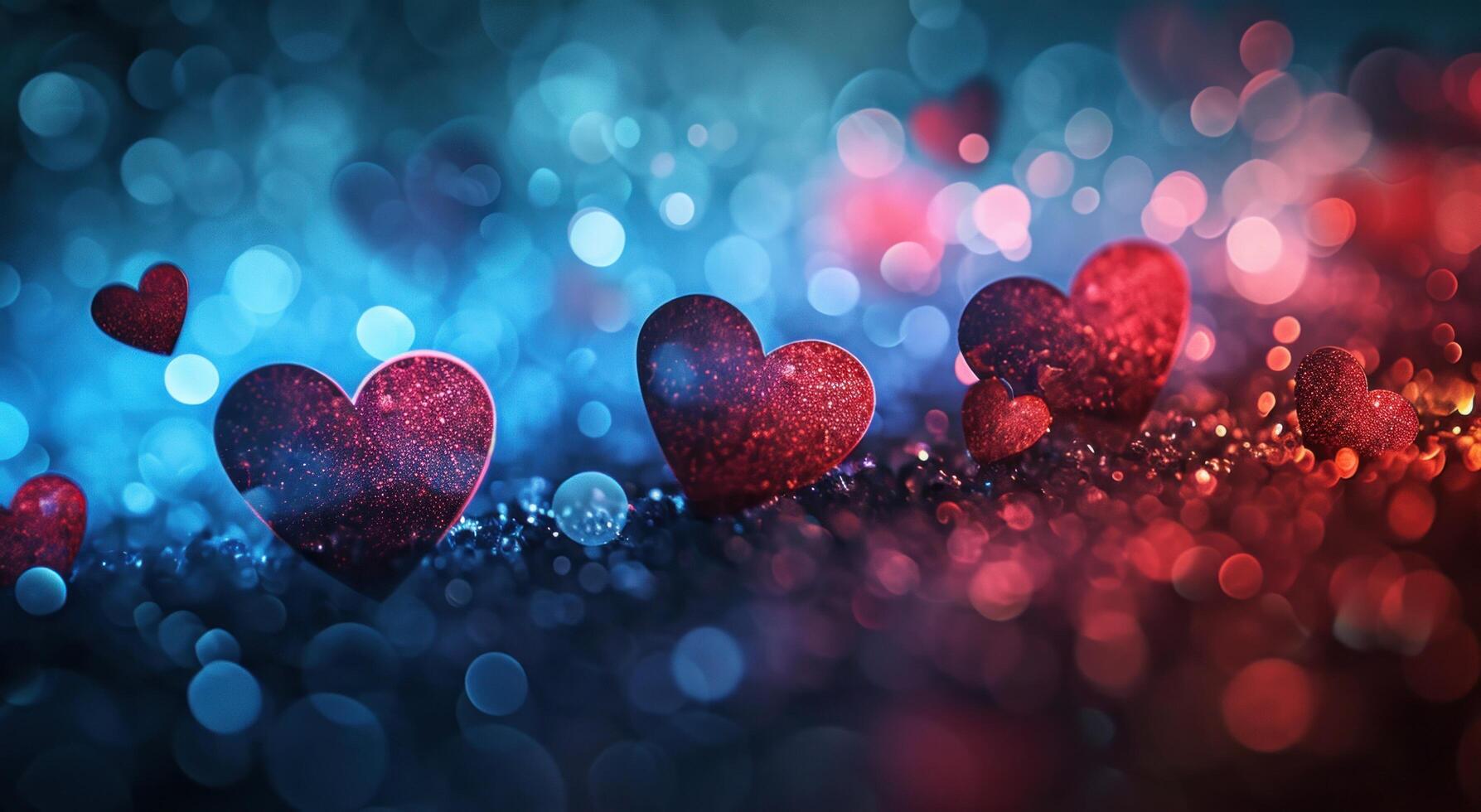 AI generated there is an artistic background image of different hearts photo