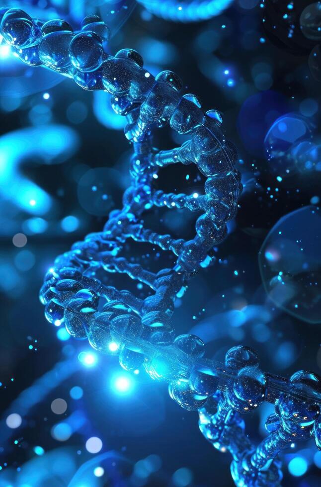 AI generated dna strand on blue background photo