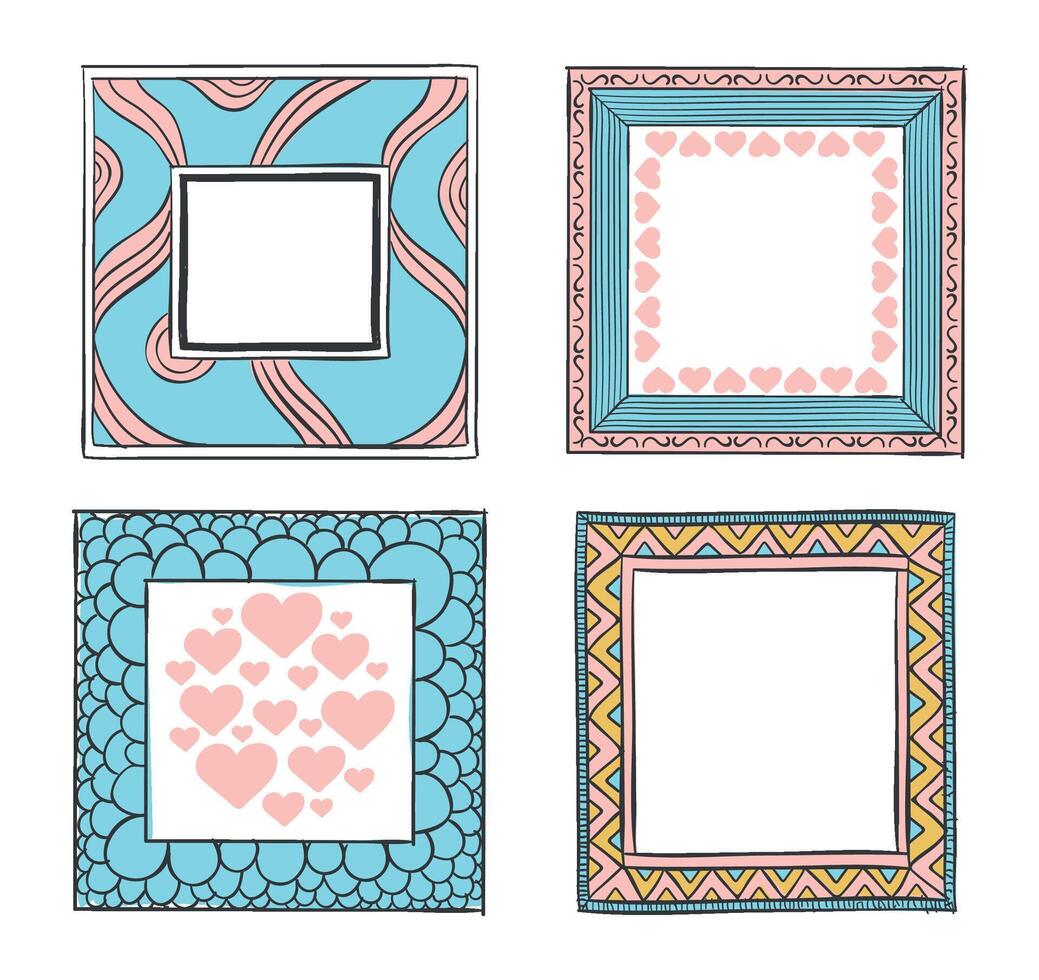 Cute princess frames for picture, interior elements vector