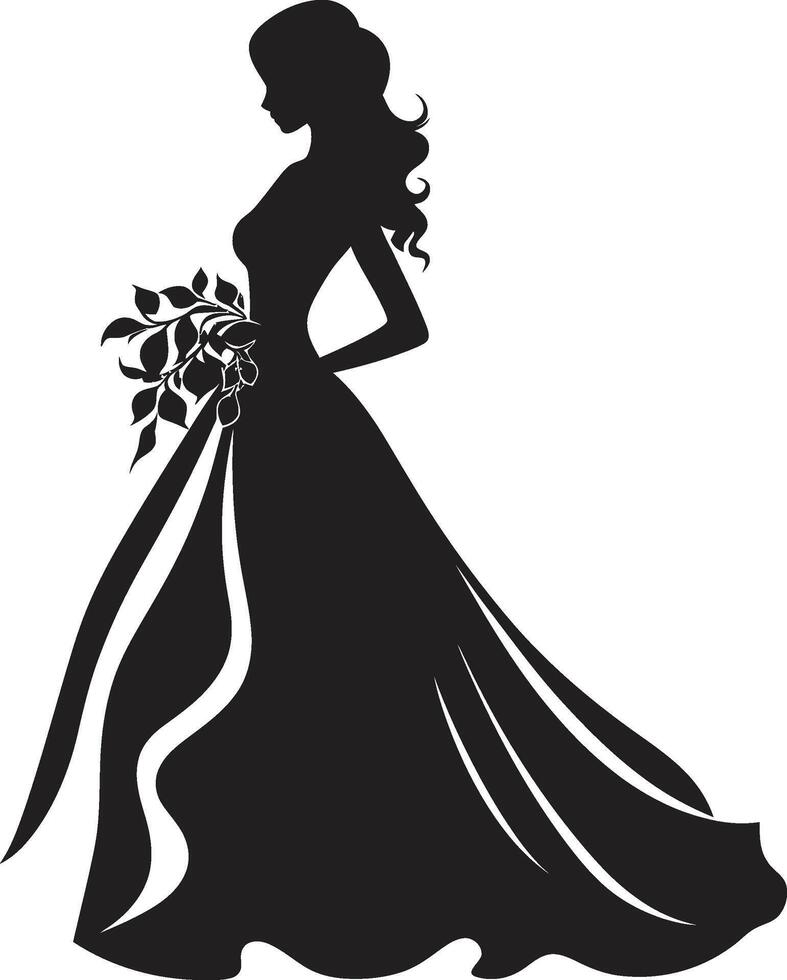 Bridal Harmony Black Vector Emblem Graceful Bridal Serenity Bride Logo